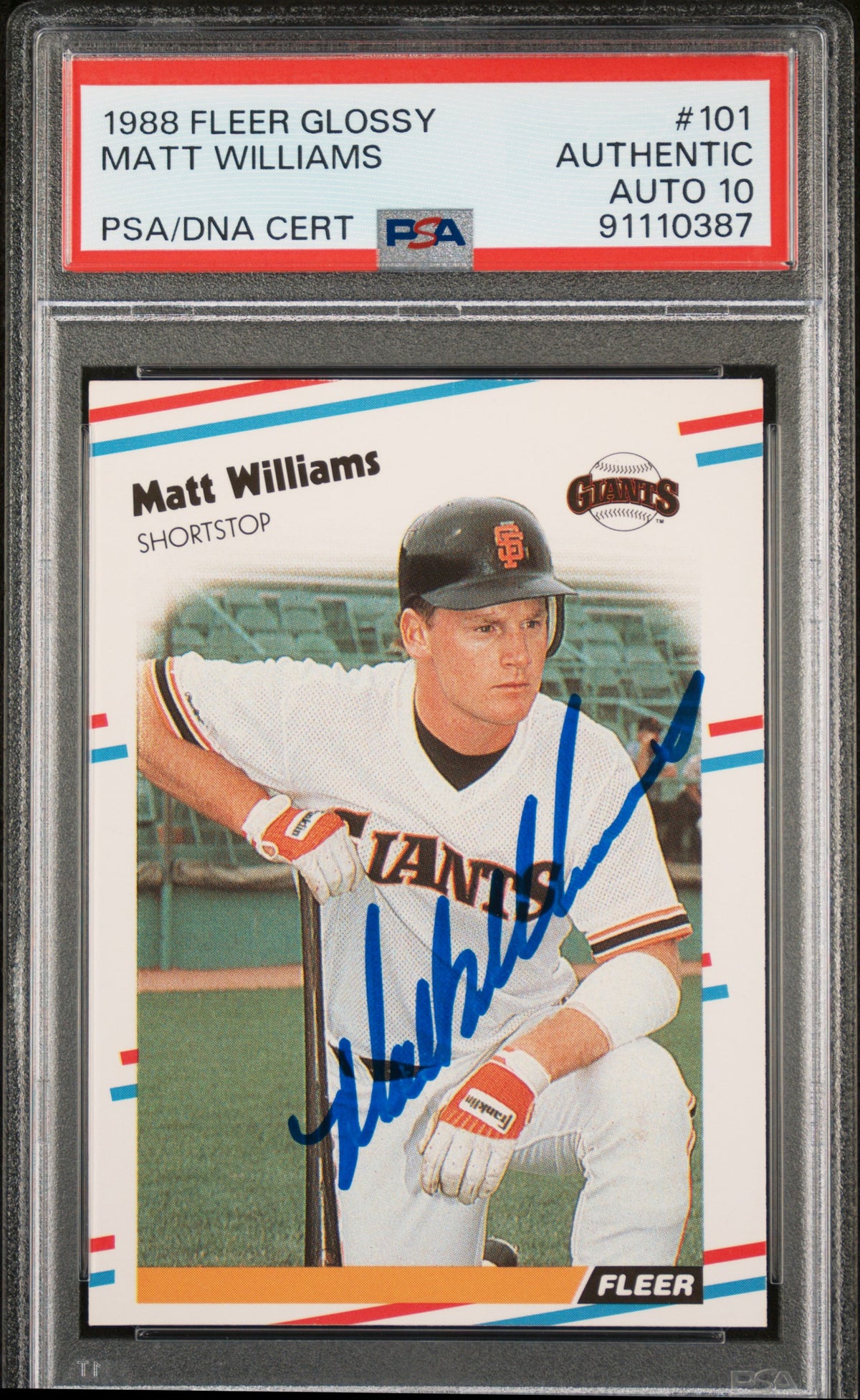 Matt Williams 1988 Fleer Glossy Signed Rookie Card #101 Auto Graded PSA 10-Powers Sports Memorabilia