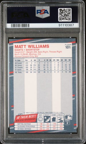 Matt Williams 1988 Fleer Glossy Signed Rookie Card #101 Auto Graded PSA 10-Powers Sports Memorabilia