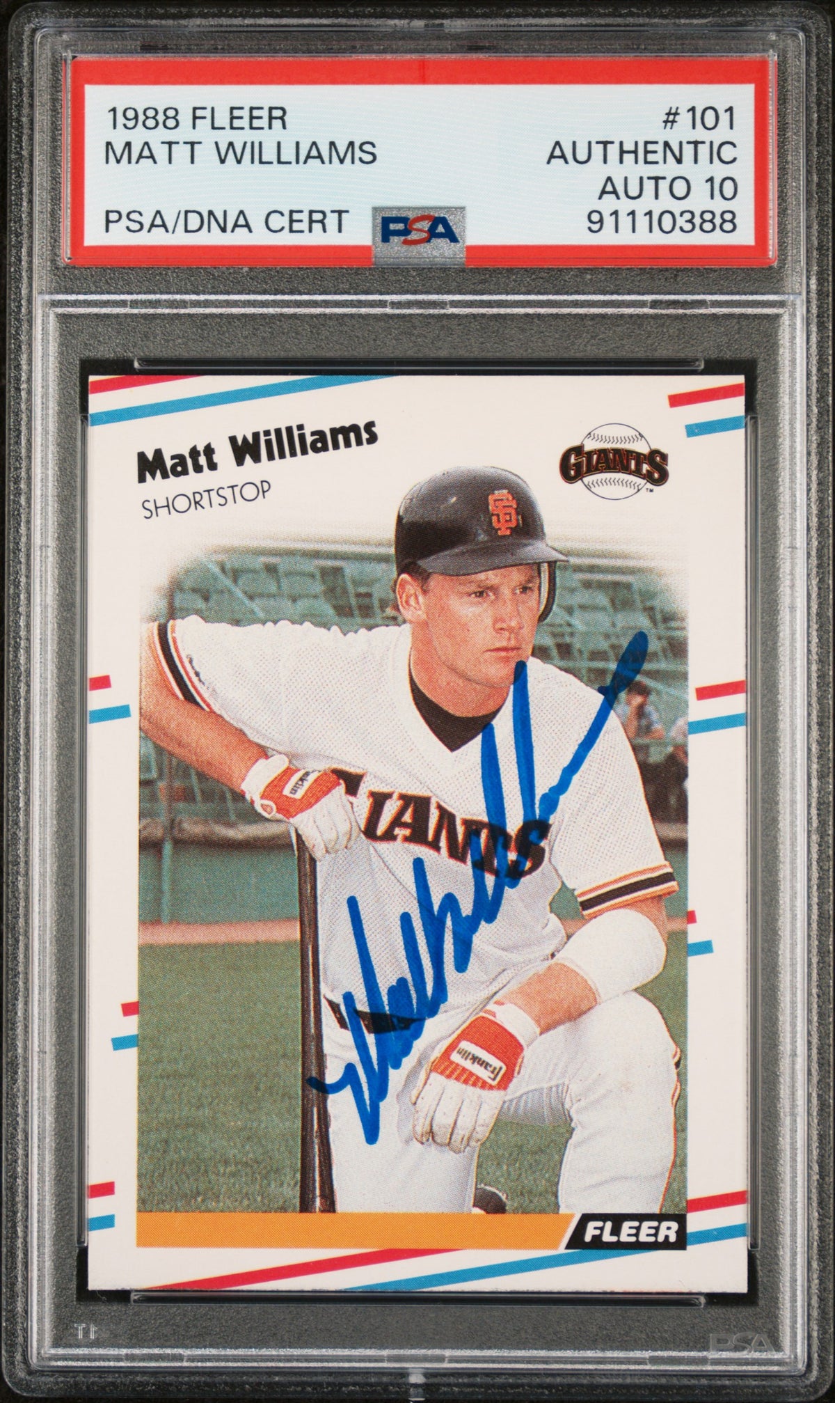 Matt Williams 1988 Fleer Signed Baseball Rookie Card #101 Auto Graded PSA 10-Powers Sports Memorabilia