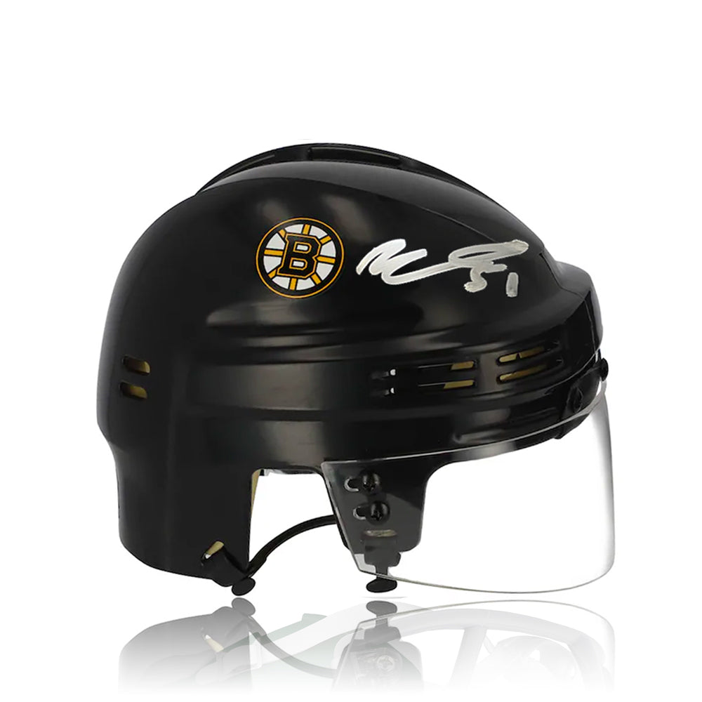 Matthew Poitras & Johnny Beecher Boston Bruins Signed NHL Hockey Bauer Black Mini-Helmet-Powers Sports Memorabilia