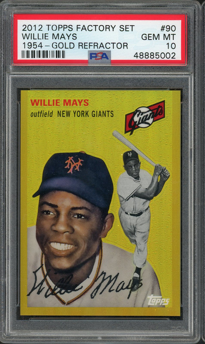 Willie Mays 2012 Topps Factory Set 1954 Gold Refractor Baseball Card #90 Graded PSA 10 GEM MINT-Powers Sports Memorabilia