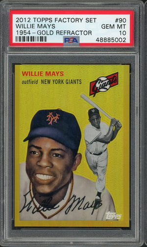 Willie Mays 2012 Topps Factory Set 1954 Gold Refractor Baseball Card #90 Graded PSA 10 GEM MINT-Powers Sports Memorabilia