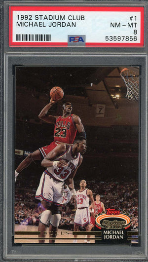 Michael Jordan 1992 Stadium Club Basketball Card #1 Graded PSA 8-Powers Sports Memorabilia