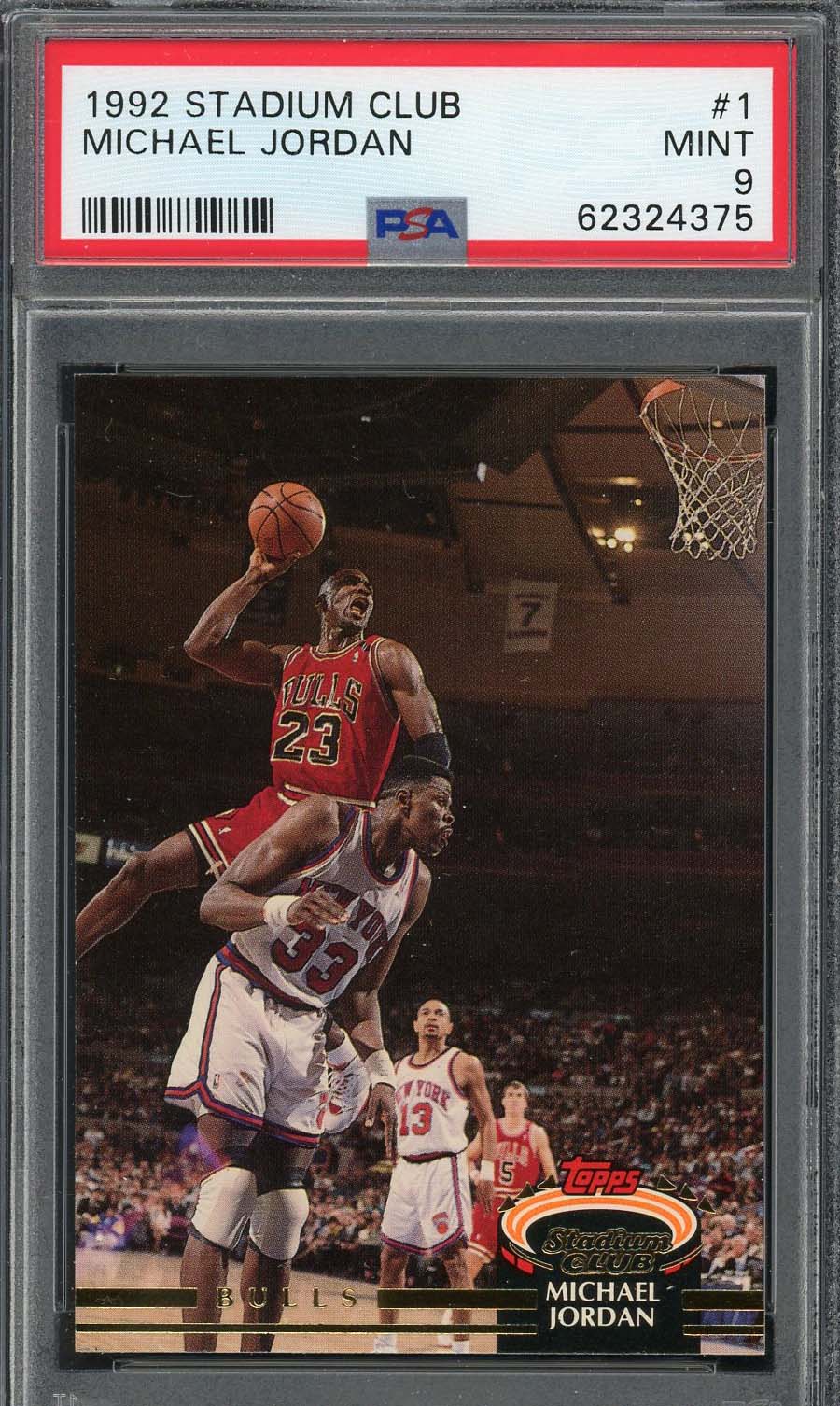 Michael Jordan 1992 Stadium Club Basketball Card #1 Graded PSA 9-Powers Sports Memorabilia