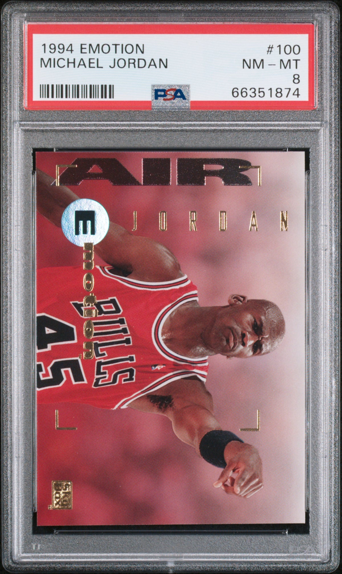Michael Jordan 1994 Emotion Basketball Card #100 Graded PSA 8-Powers Sports Memorabilia