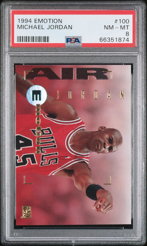 Michael Jordan 1994 Emotion Basketball Card #100 Graded PSA 8-Powers Sports Memorabilia