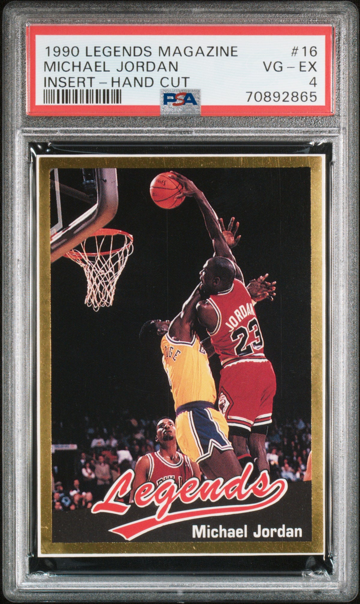 Michael Jordan 1990 Legends Magazine Insert Hand Cut Card #16 Graded PSA 4-Powers Sports Memorabilia
