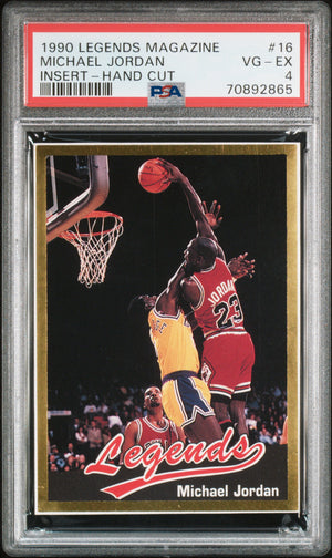 Michael Jordan 1990 Legends Magazine Insert Hand Cut Card #16 Graded PSA 4-Powers Sports Memorabilia