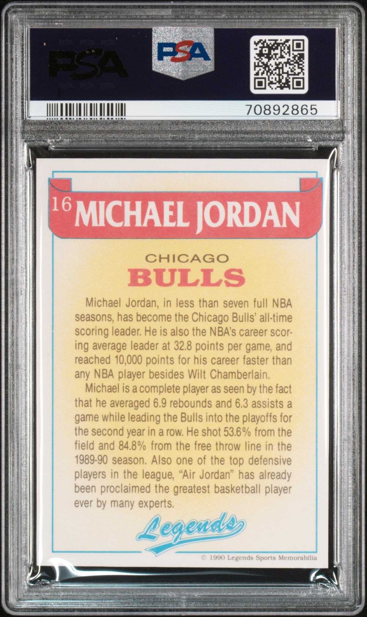 Michael Jordan 1990 Legends Magazine Insert Hand Cut Card #16 Graded PSA 4-Powers Sports Memorabilia