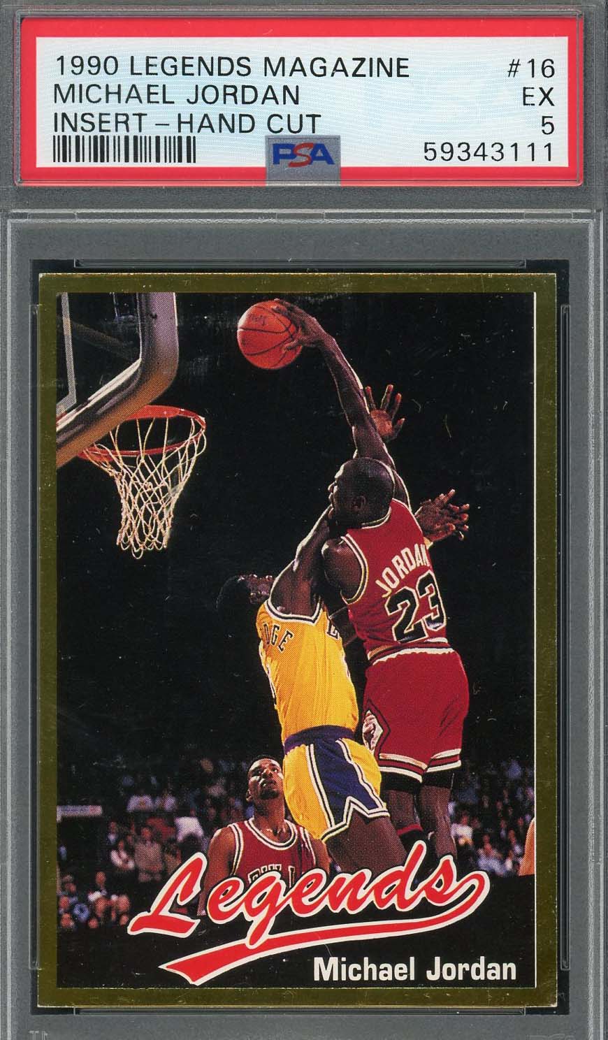 Michael Jordan 1990 Legends Magazine Insert Hand Cut Card #16 Graded PSA 5-Powers Sports Memorabilia