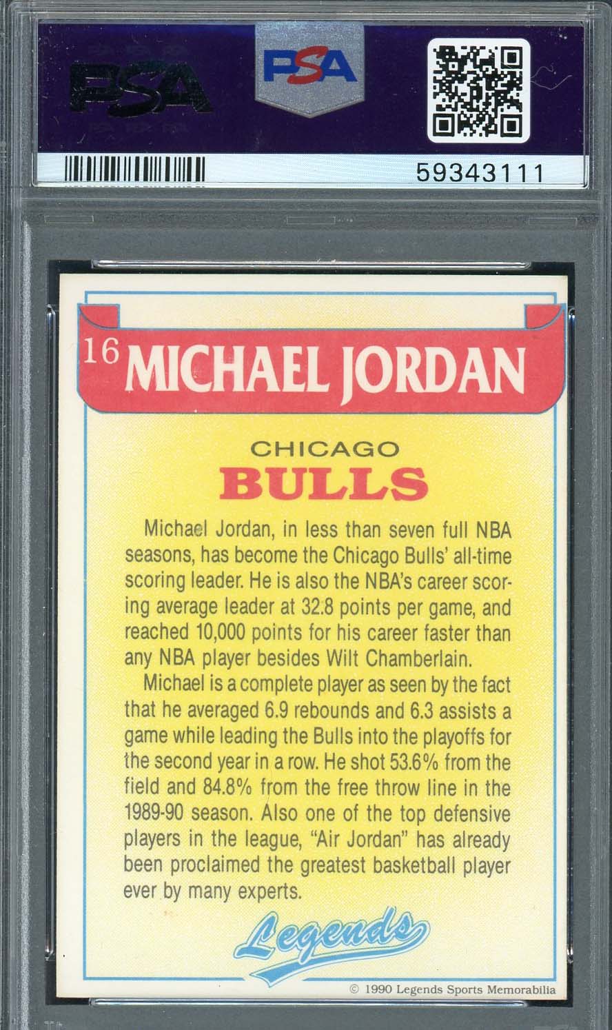 Michael Jordan 1990 Legends Magazine Insert Hand Cut Card #16 Graded PSA 5-Powers Sports Memorabilia
