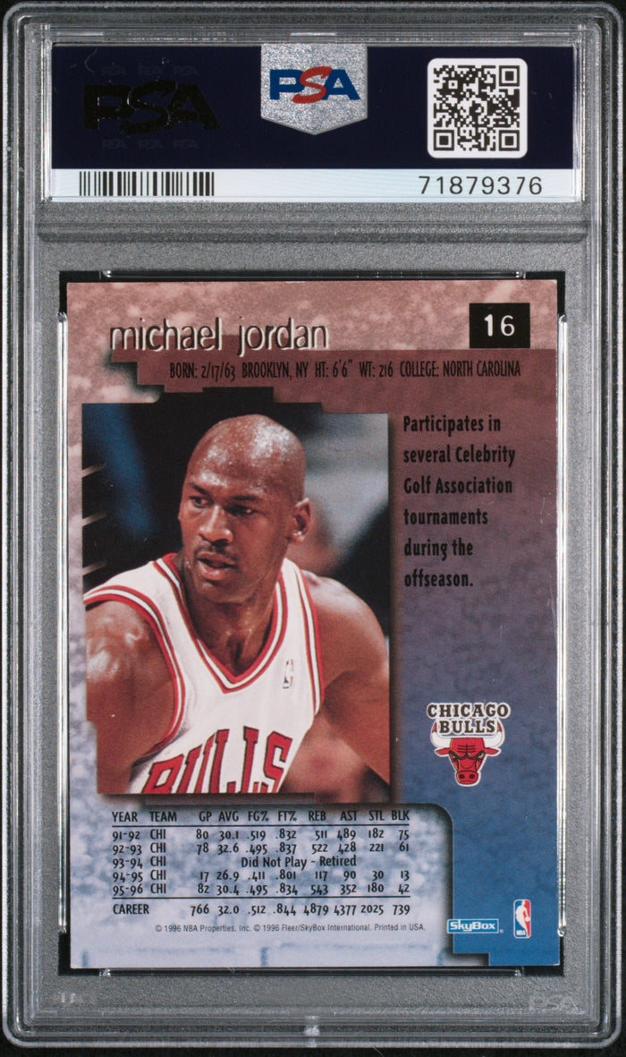 Michael Jordan 1996 Skybox Premium Basketball Card #16 Graded PSA 7-Powers Sports Memorabilia