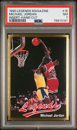 Michael Jordan 1990 Legends Magazine Insert Hand Cut Basketball Card #16 PSA 7-Powers Sports Memorabilia