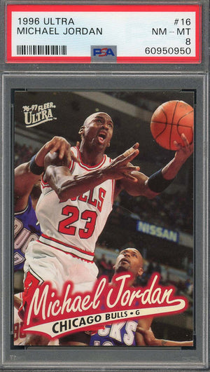 Michael Jordan 1996 Fleer Ultra Basketball Card #16 Graded PSA 8-Powers Sports Memorabilia