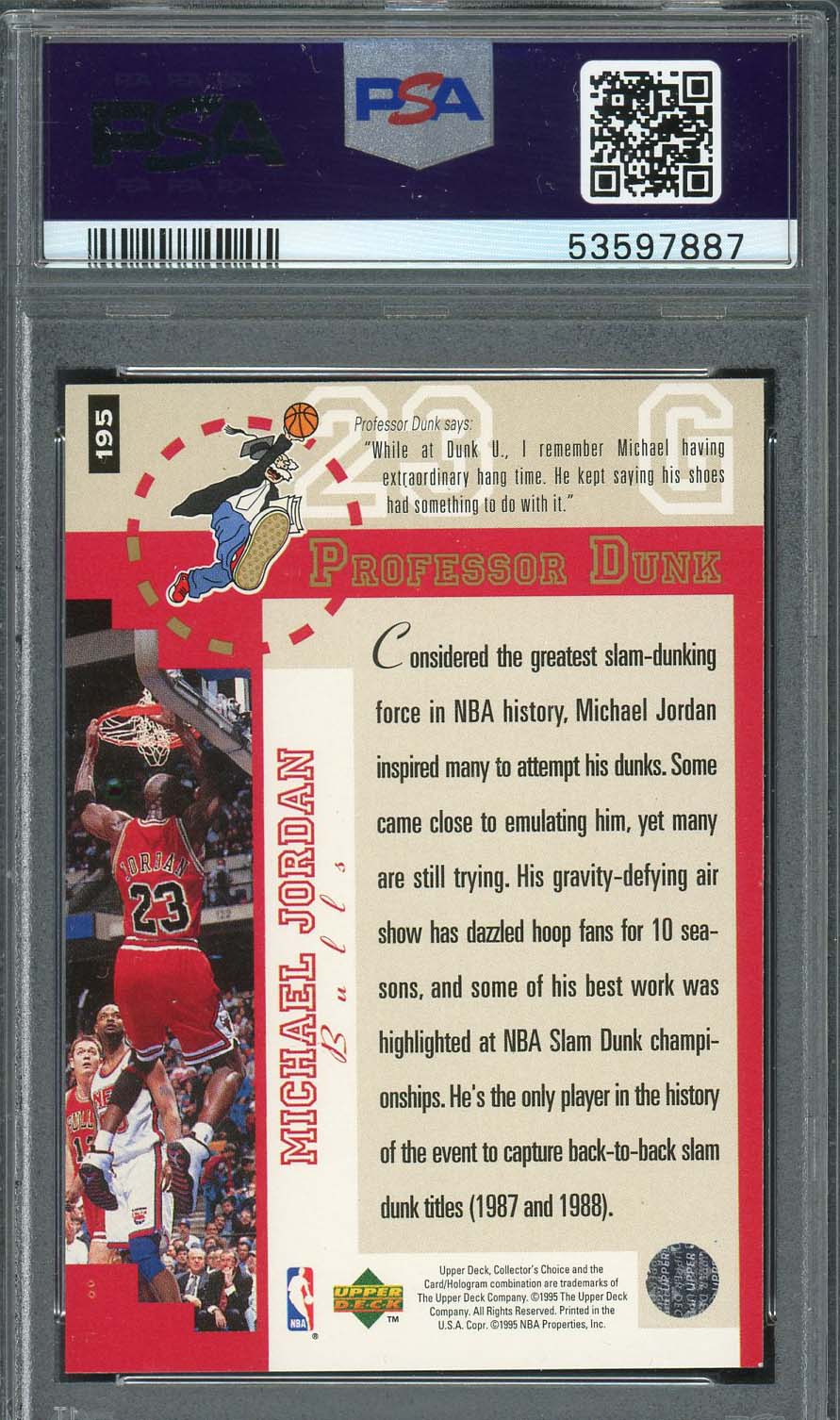 Michael Jordan 1995 Upper Deck Collectors Choice Basketball Card #195 PSA 8-Powers Sports Memorabilia
