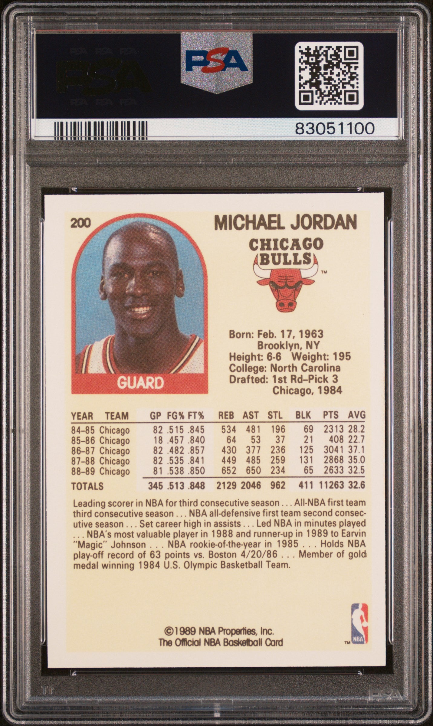 Michael Jordan 1989 Hoops Basketball Card #200 Graded PSA 10-Powers Sports Memorabilia