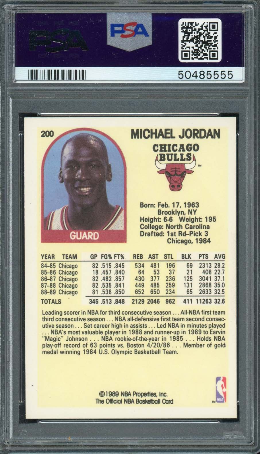 Michael Jordan 1989 Hoops Basketball Card #200 Graded PSA 9 MINT-Powers Sports Memorabilia
