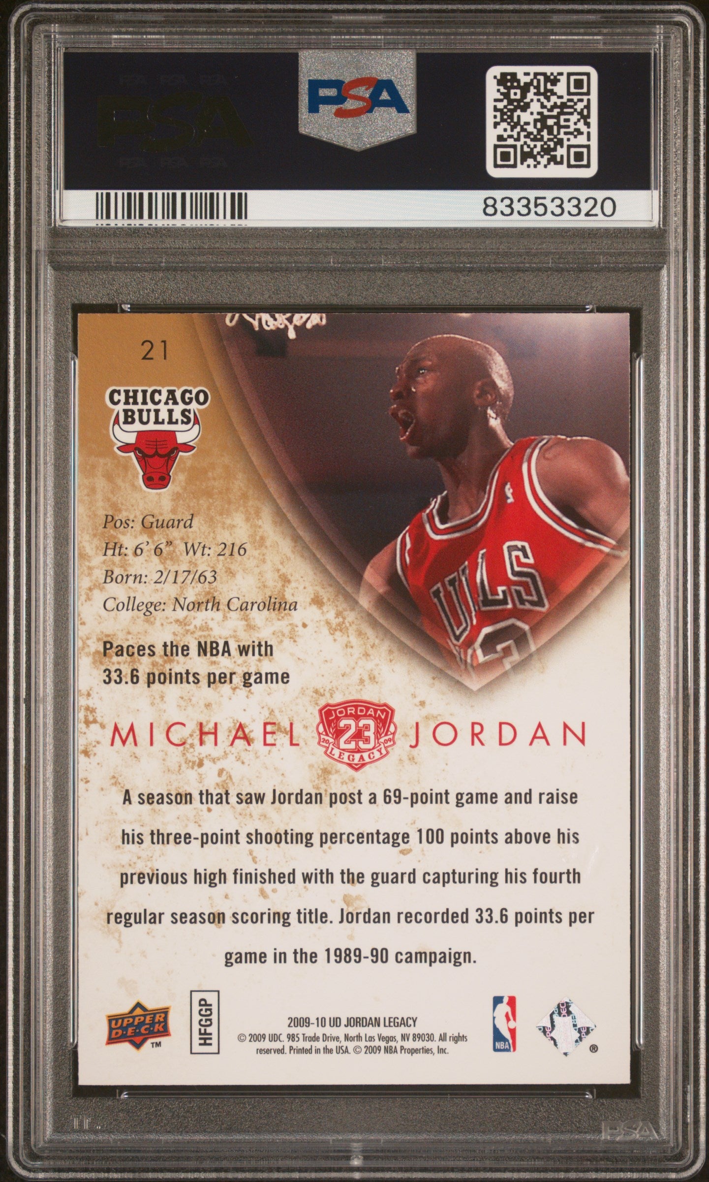 Michael Jordan 2009 Upper Deck Legacy Basketball Card #21 Graded PSA 10-Powers Sports Memorabilia
