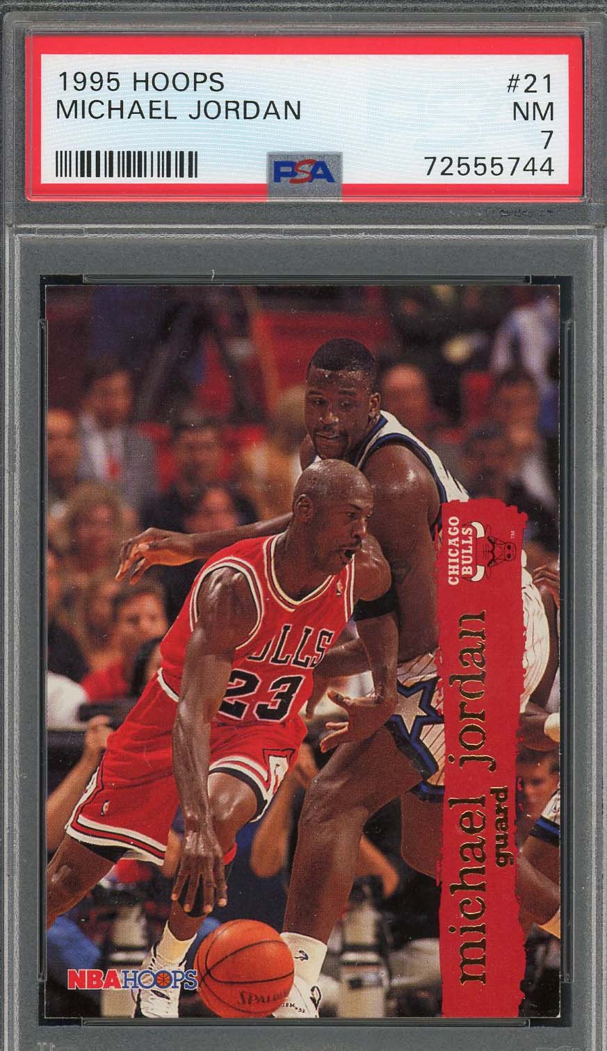 Michael Jordan 1995 Hoops Basketball Card #21 Graded PSA 7-Powers Sports Memorabilia