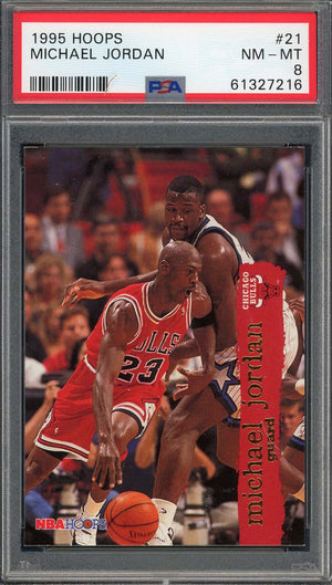 Michael Jordan 1995 Hoops Basketball Card #21 Graded PSA 8-Powers Sports Memorabilia