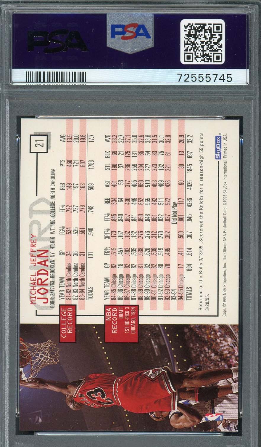 Michael Jordan 1995 Hoops Basketball Card #21 Graded PSA 9-Powers Sports Memorabilia