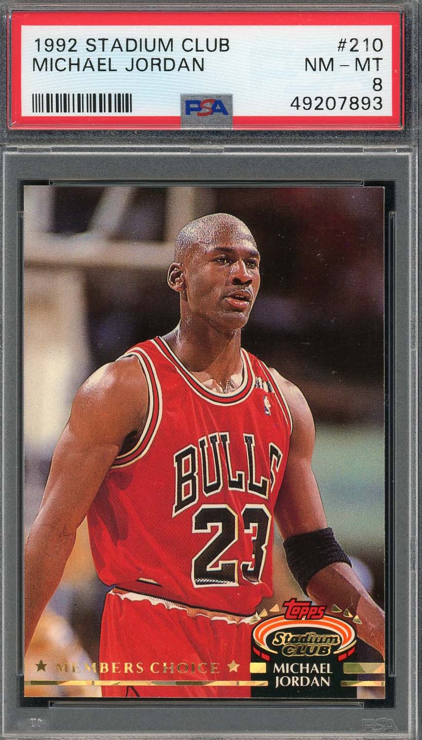 Michael Jordan 1992 Stadium Club Basketball Card #210 Graded PSA 8-Powers Sports Memorabilia