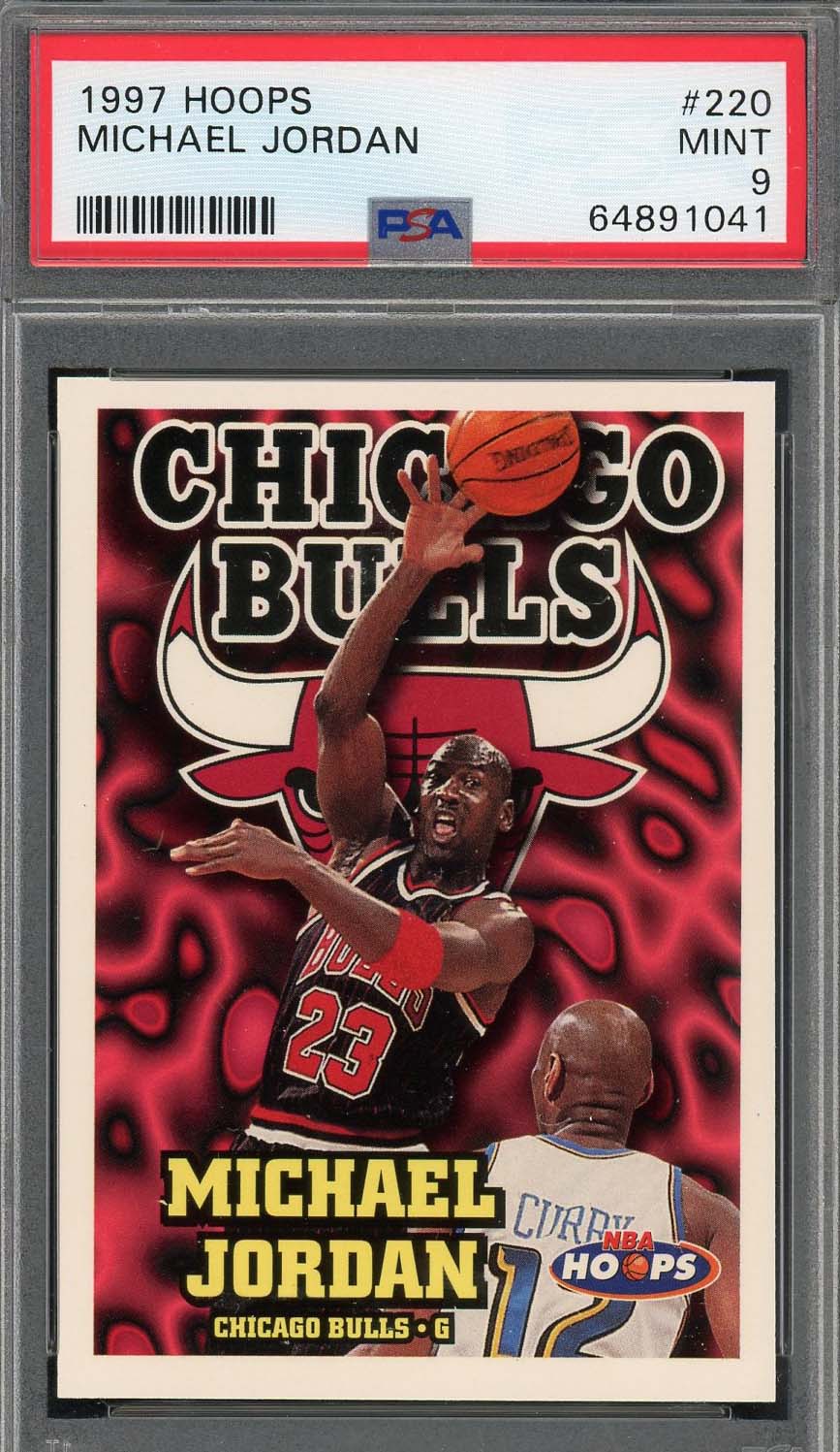 Michael Jordan 1997 Hoops Basketball Card #220 Graded PSA 9-Powers Sports Memorabilia