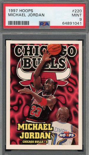 Michael Jordan 1997 Hoops Basketball Card #220 Graded PSA 9-Powers Sports Memorabilia