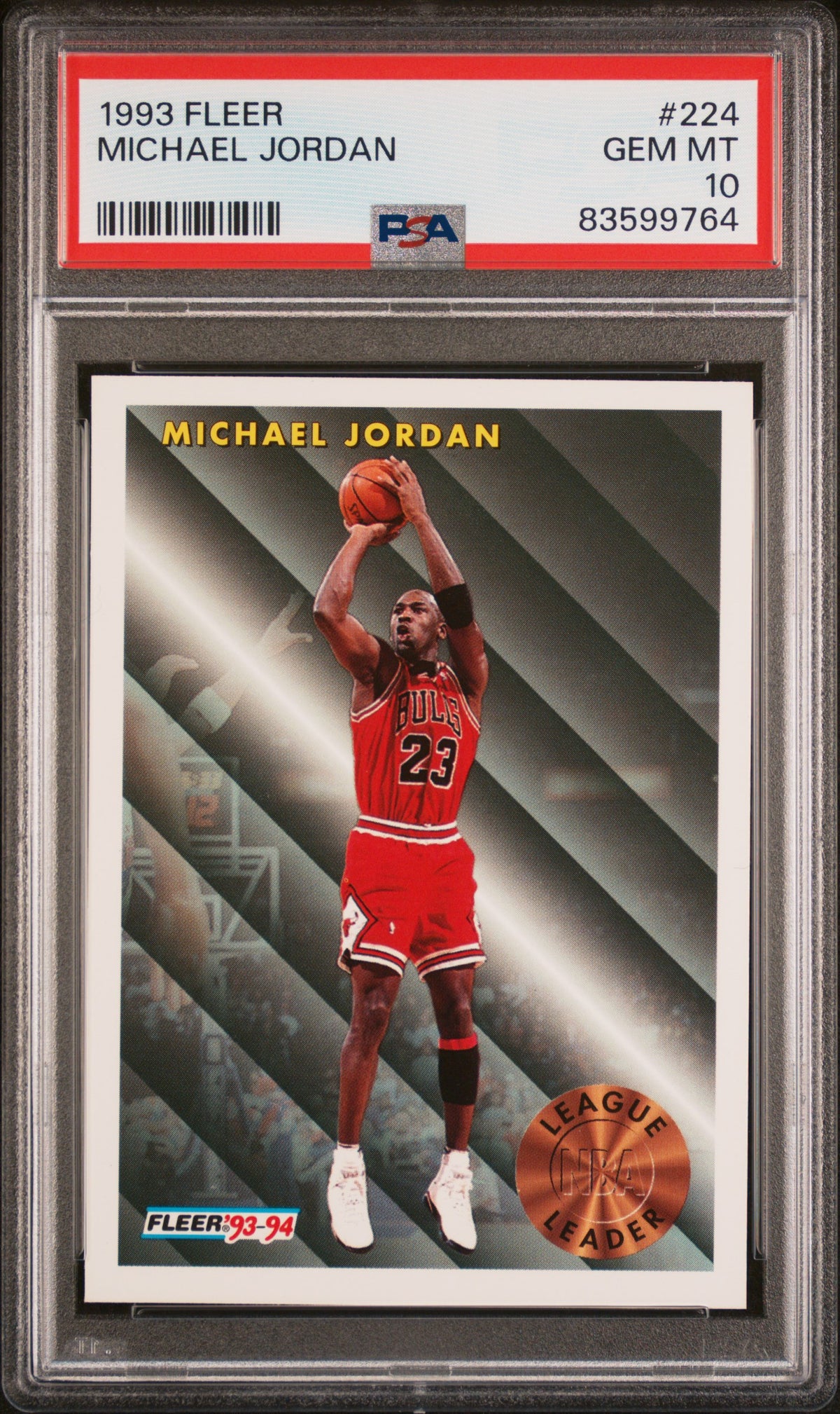 Michael Jordan 1993 Fleer Basketball Card #224 Graded PSA 10-Powers Sports Memorabilia