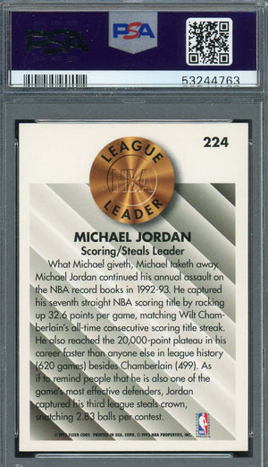 Michael Jordan 1993 Fleer Basketball Card #224 Graded PSA 9 MINT-Powers Sports Memorabilia