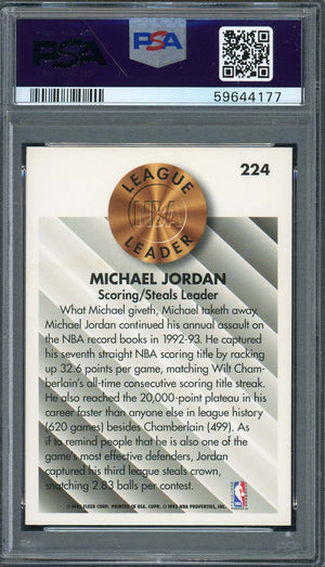 Michael Jordan 1993 Fleer Basketball Card #224 Graded PSA 8-Powers Sports Memorabilia