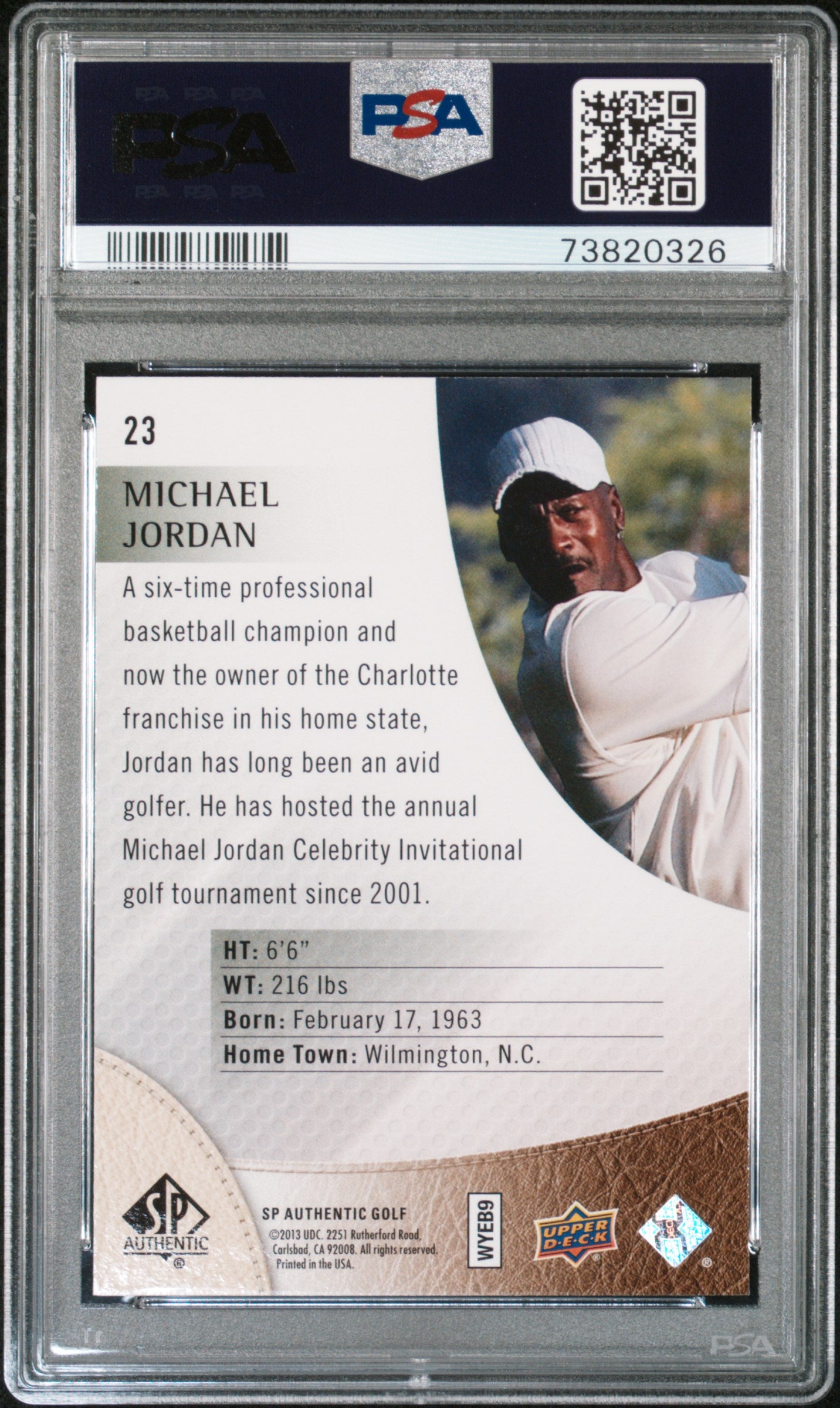 Michael Jordan 2014 Upper Deck SP Authentic Golf Card #23 Graded PSA 10-Powers Sports Memorabilia