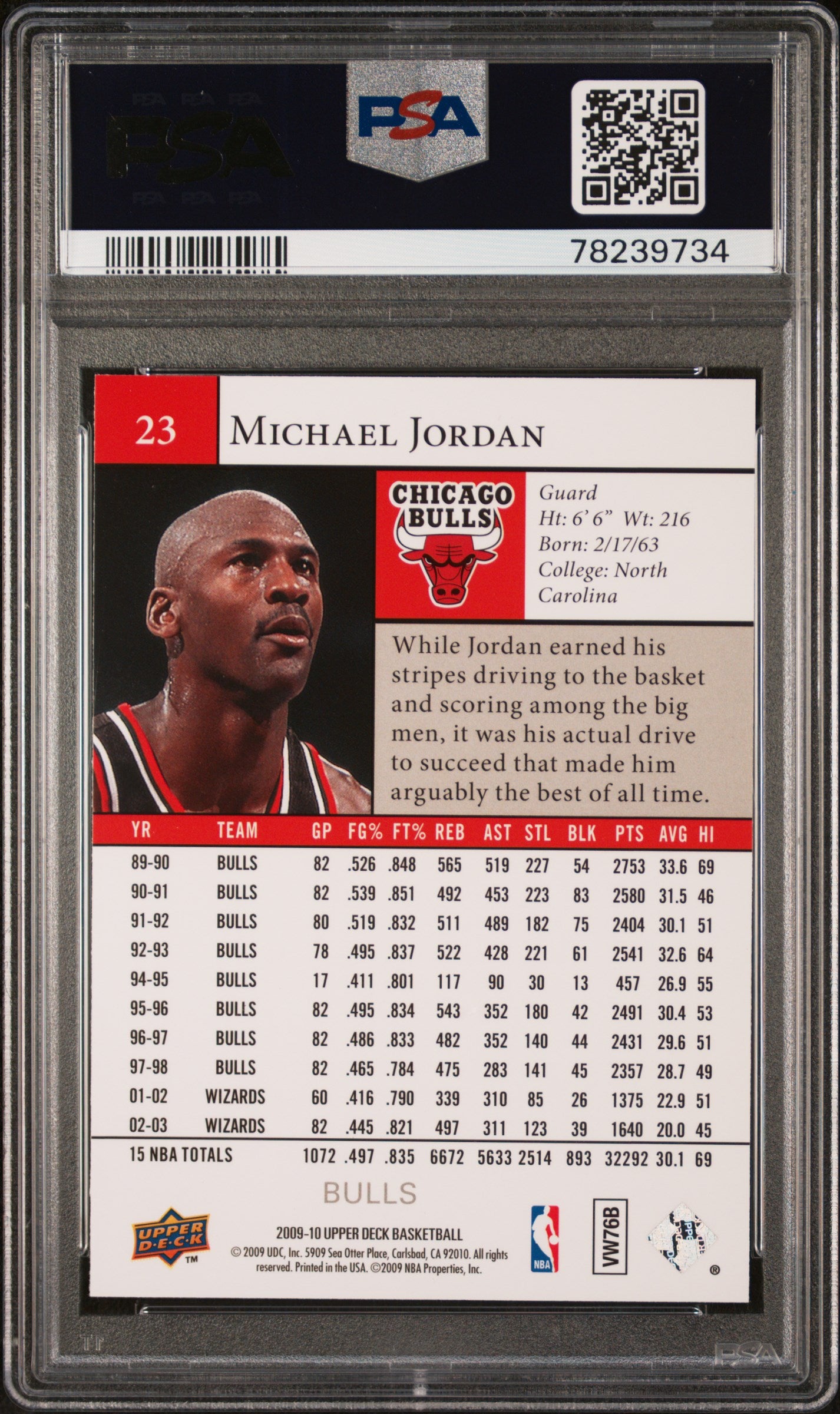 Michael Jordan 2009 Upper Deck Basketball Card #23 Graded PSA 10-Powers Sports Memorabilia