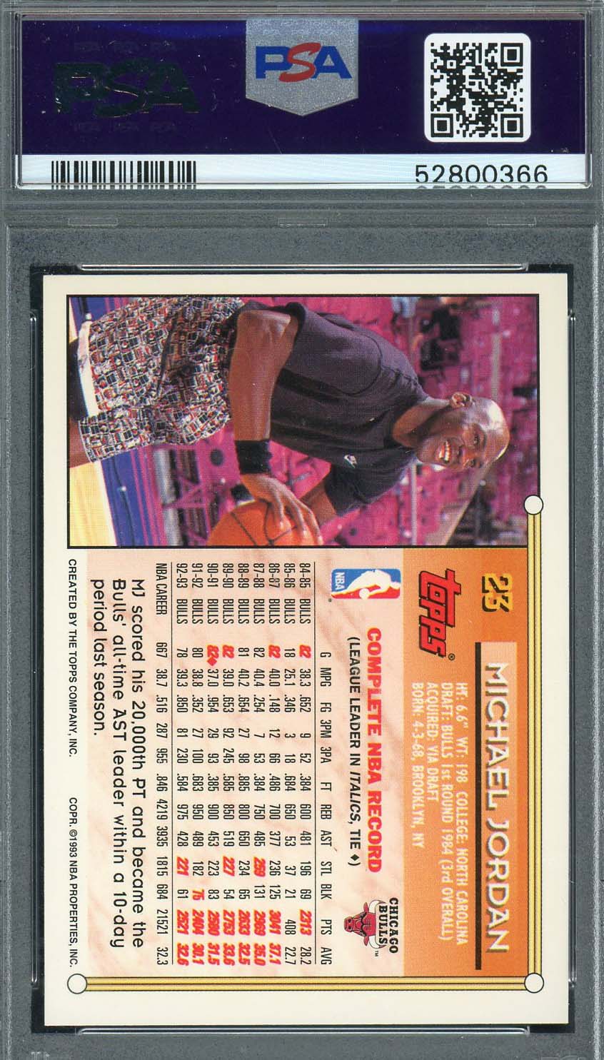 Michael Jordan 1993 Topps Basketball Card #23 Graded PSA 9-Powers Sports Memorabilia
