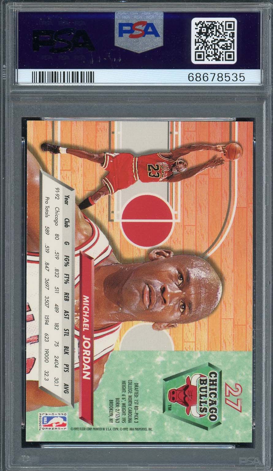 Michael Jordan 1992 Fleer Ultra Basketball Card #27 Graded PSA 10-Powers Sports Memorabilia