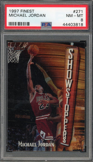 Michael Jordan 1997 Topps Finest Basketball Card #271 Graded PSA 8-Powers Sports Memorabilia