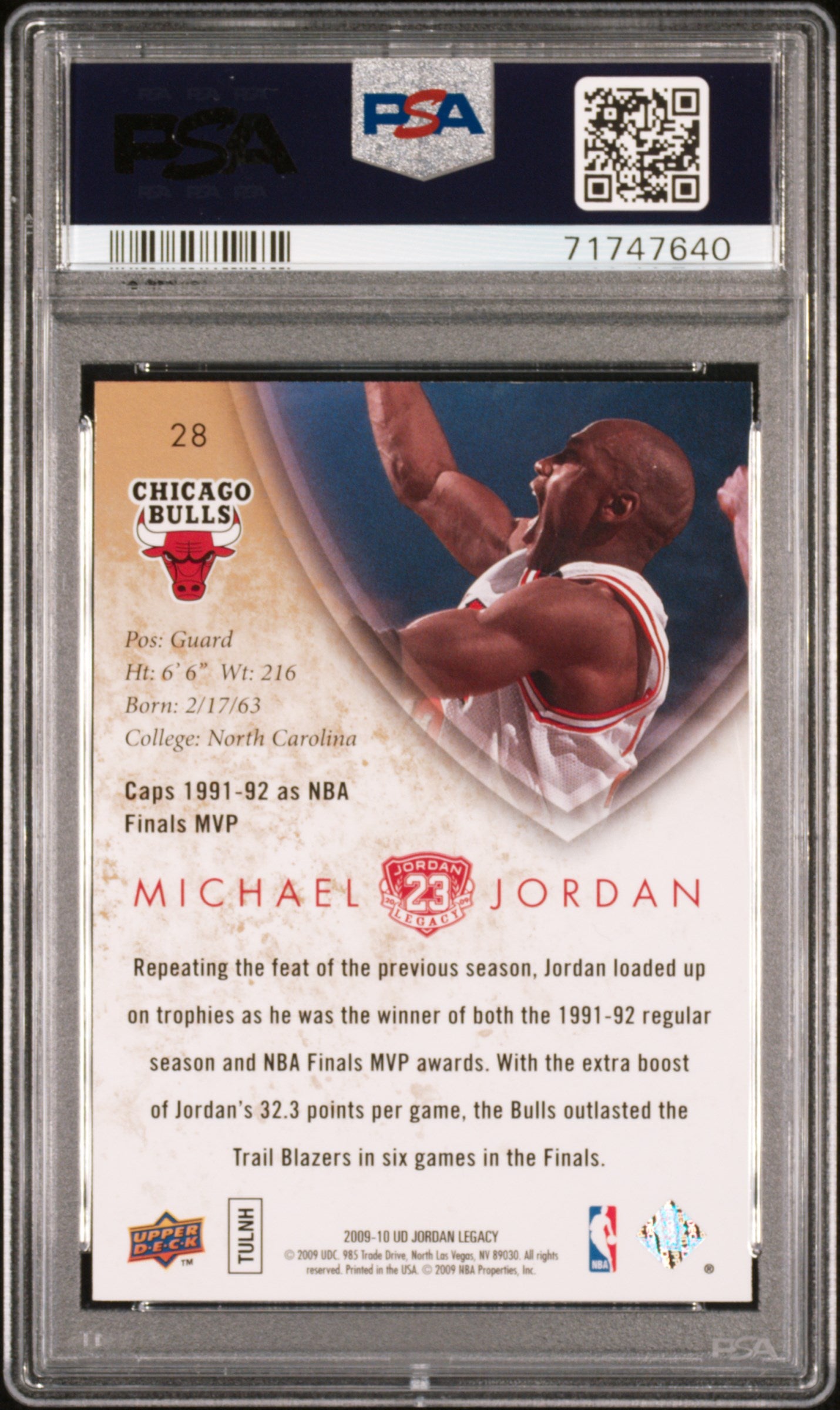 Michael Jordan 2009 Upper Deck Legacy Basketball Card #28 Graded PSA 10-Powers Sports Memorabilia