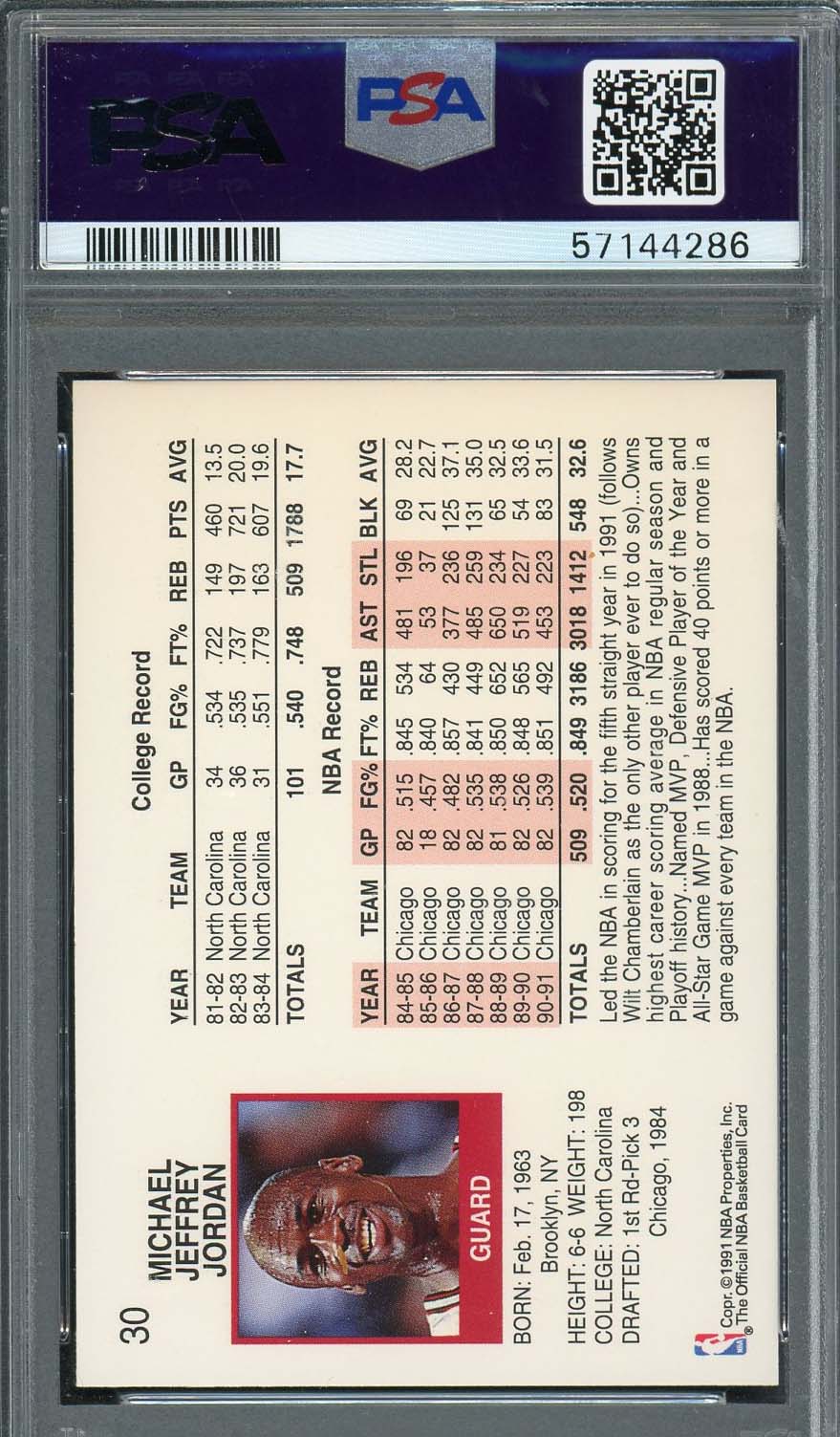 Michael Jordan 1991 Hoops Basketball Card #30 Graded PSA 8-Powers Sports Memorabilia