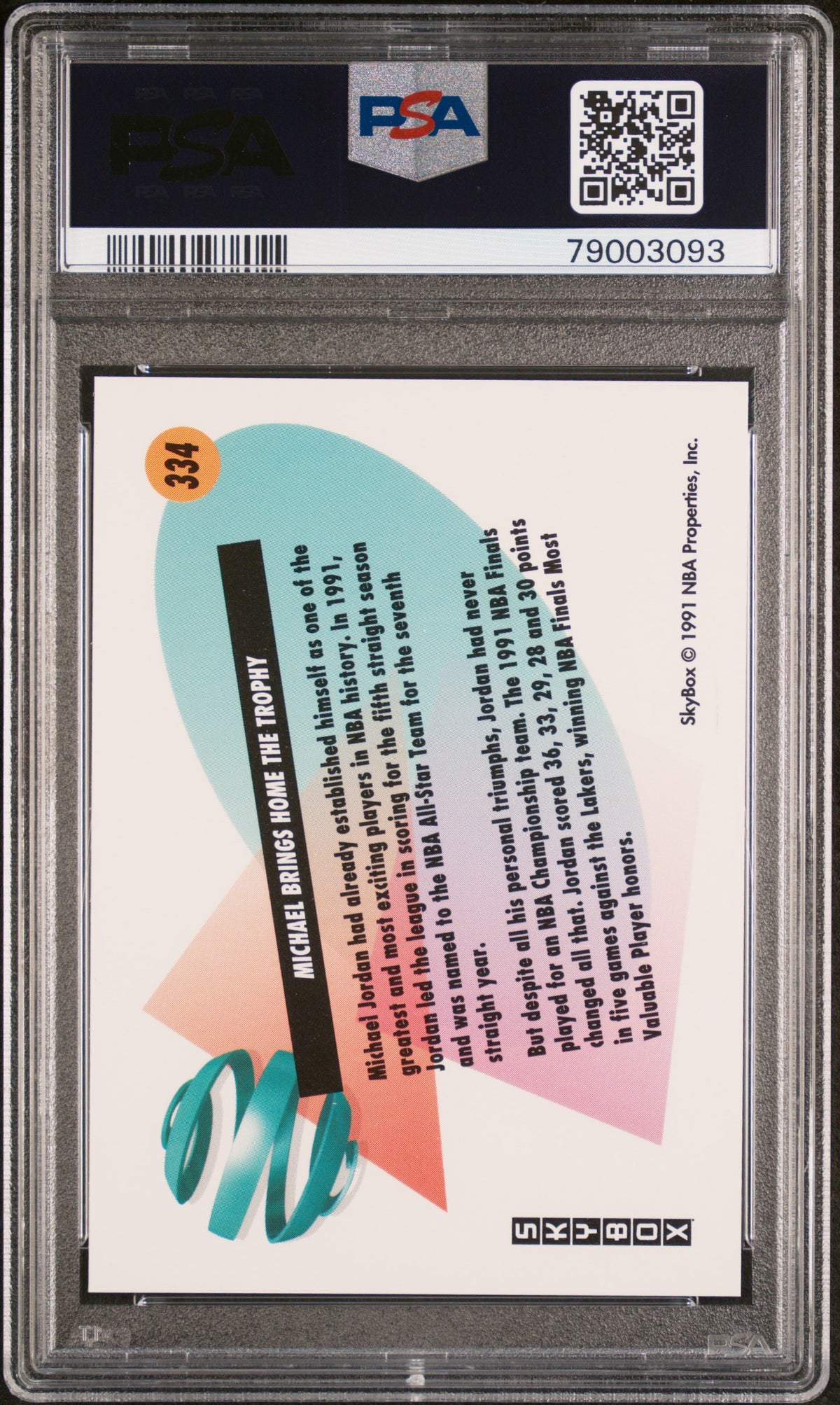 Michael Jordan 1991 Upper Deck Skybox Basketball Card #334 Graded PSA 10-Powers Sports Memorabilia