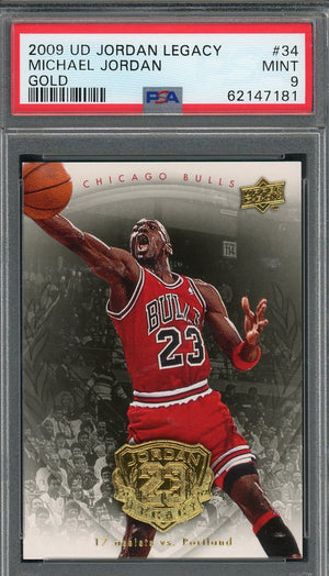 Michael Jordan 2009 Upper Deck Legacy Gold Basketball Card #34 Graded PSA 9-Powers Sports Memorabilia