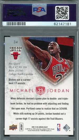 Michael Jordan 2009 Upper Deck Legacy Gold Basketball Card #34 Graded PSA 9-Powers Sports Memorabilia