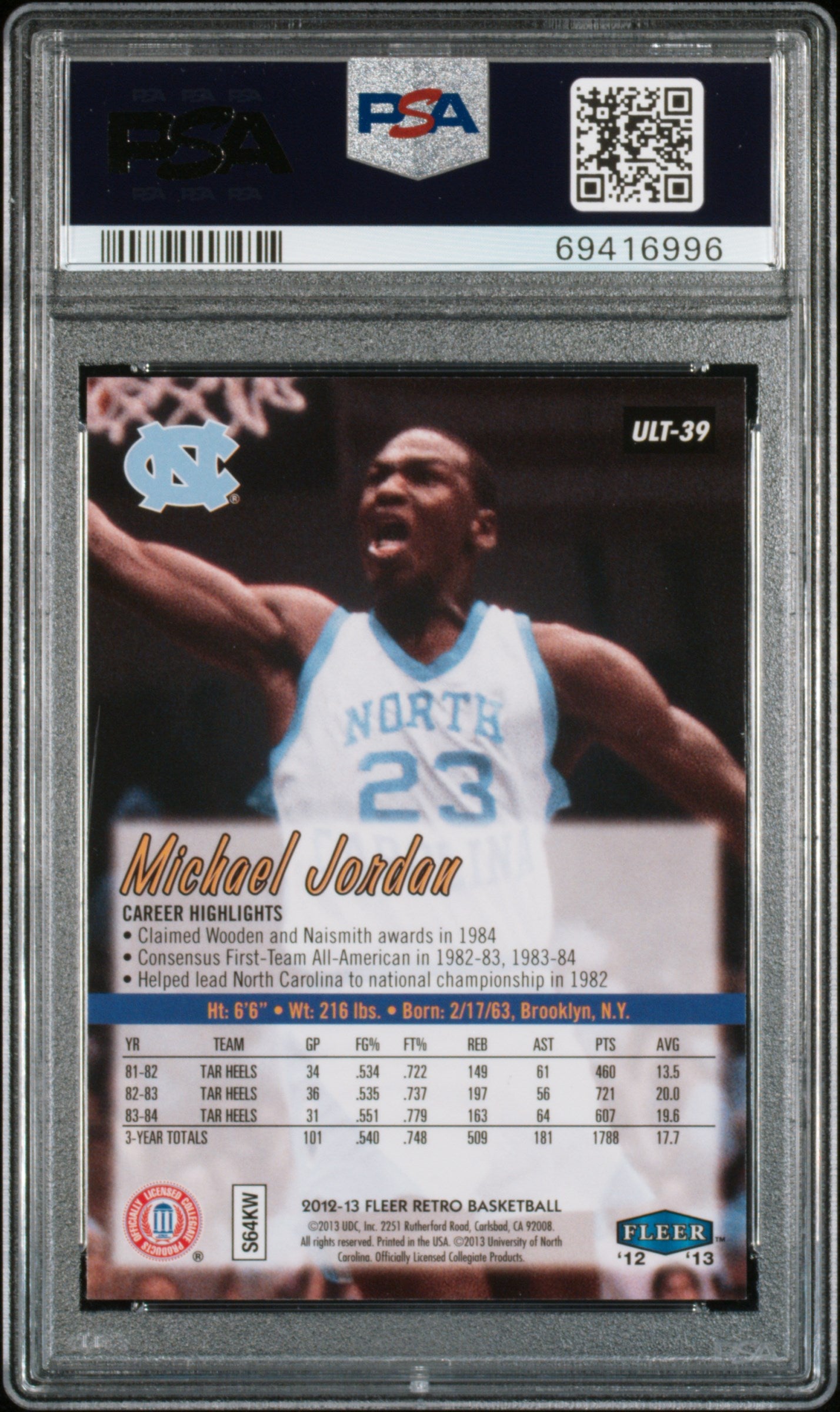 Michael Jordan 2012 Fleer Retro Ultra Basketball Card #39 Graded PSA 10-Powers Sports Memorabilia