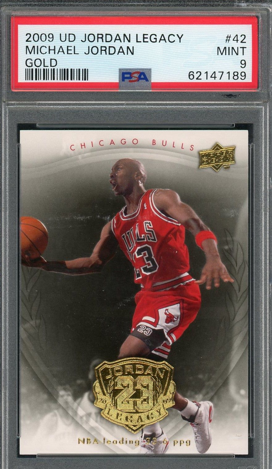 Michael Jordan 2009 Upper Deck Legacy Gold Basketball Card #42 Graded PSA 9-Powers Sports Memorabilia
