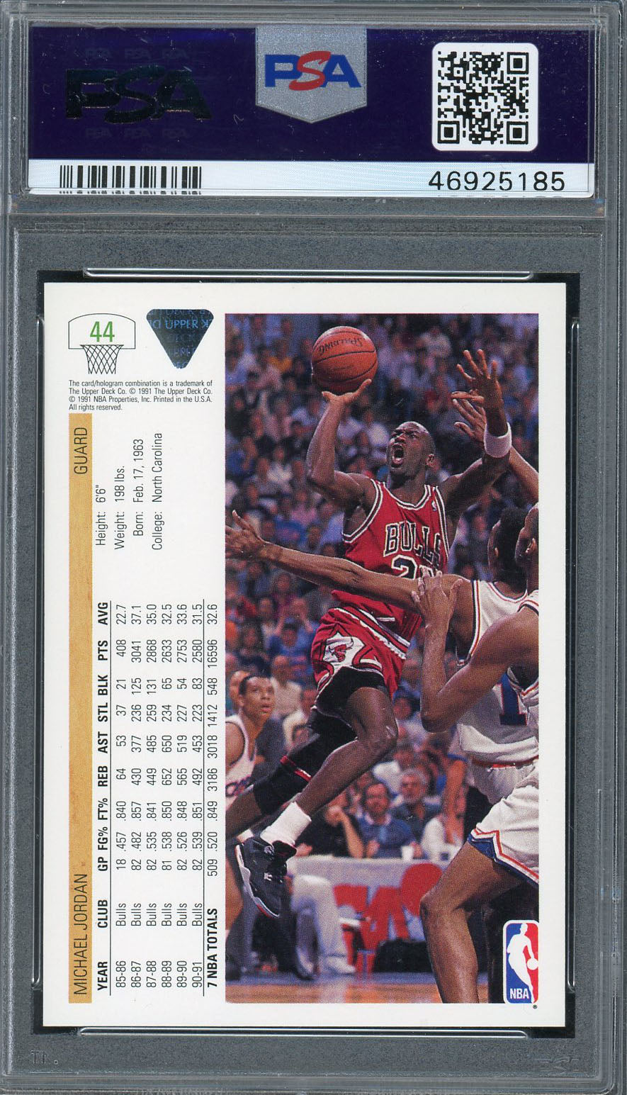 Michael Jordan 1991 Upper Deck Basketball Card #44 Graded PSA 8-Powers Sports Memorabilia
