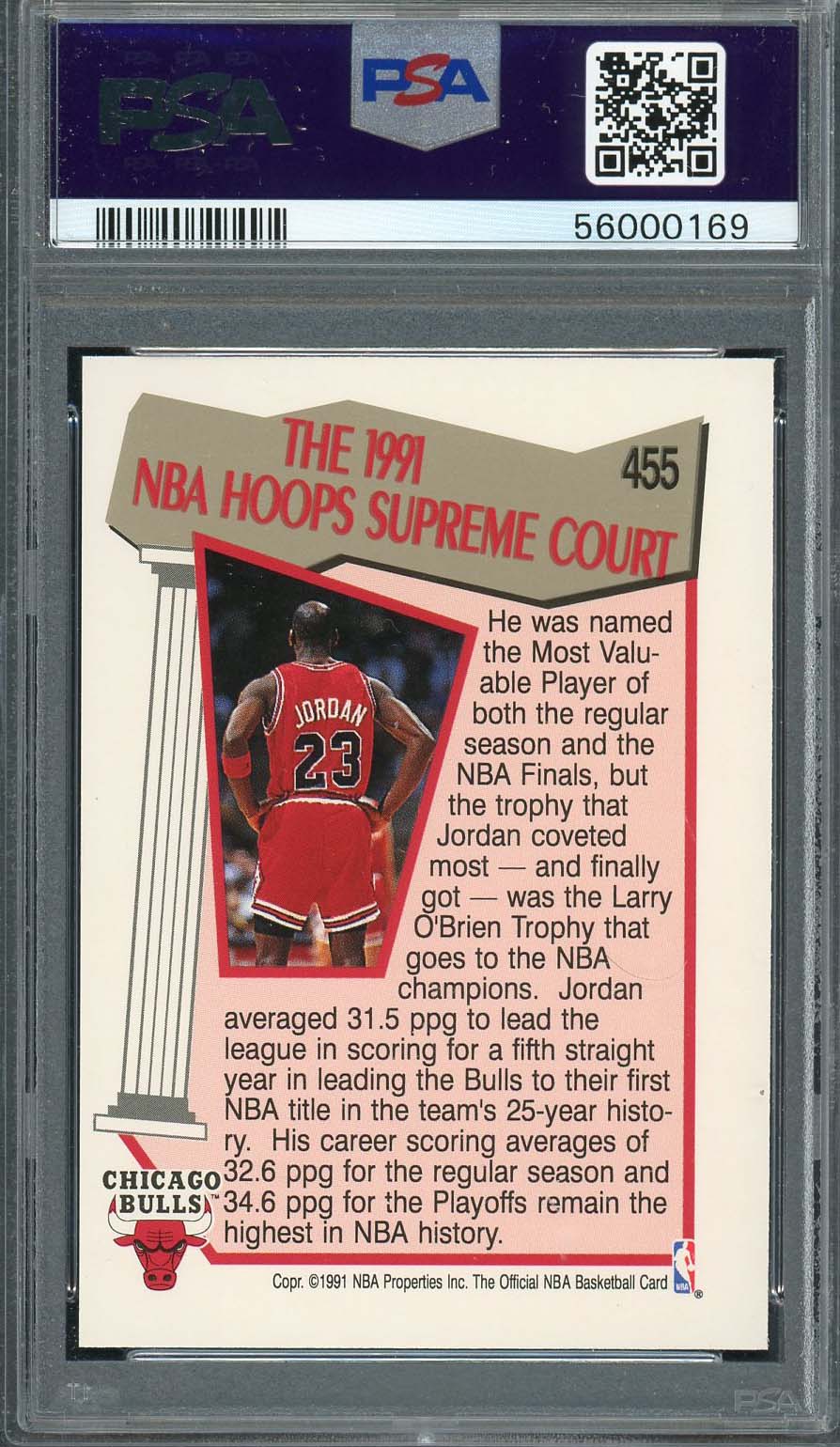 Michael Jordan 1991 Hoops Basketball Card #455 Graded PSA 8-Powers Sports Memorabilia