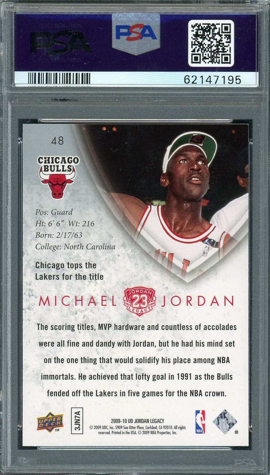 Michael Jordan 2009 Upper Deck Legacy Gold Basketball Card #48 Graded PSA 9-Powers Sports Memorabilia