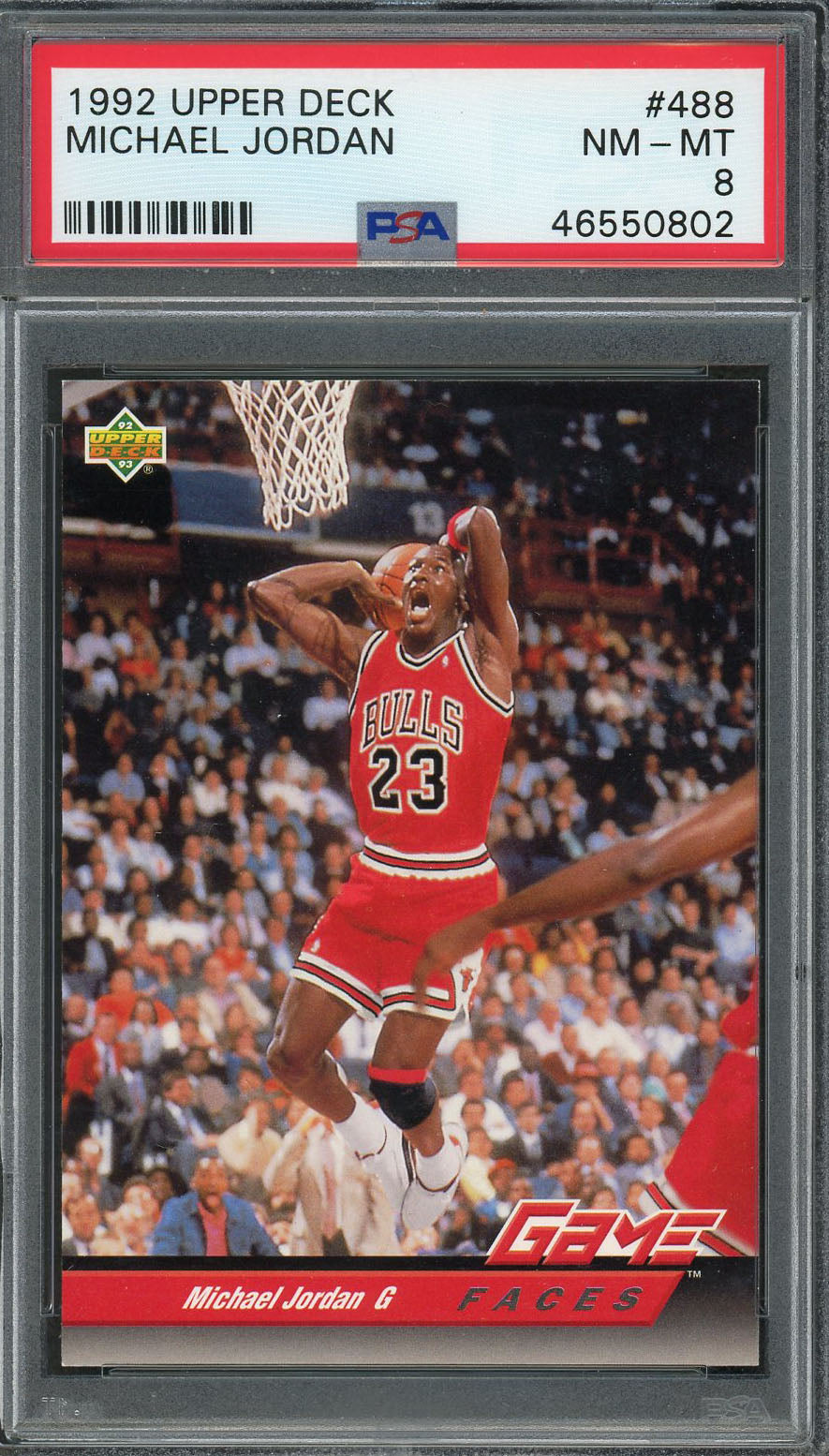 Michael Jordan 1992 Upper Deck Basketball Card #488 Graded PSA 8-Powers Sports Memorabilia