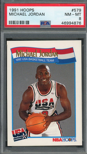 Michael Jordan Team USA Dream Team 1991 Hoops Basketball Card #579 Graded PSA 8-Powers Sports Memorabilia