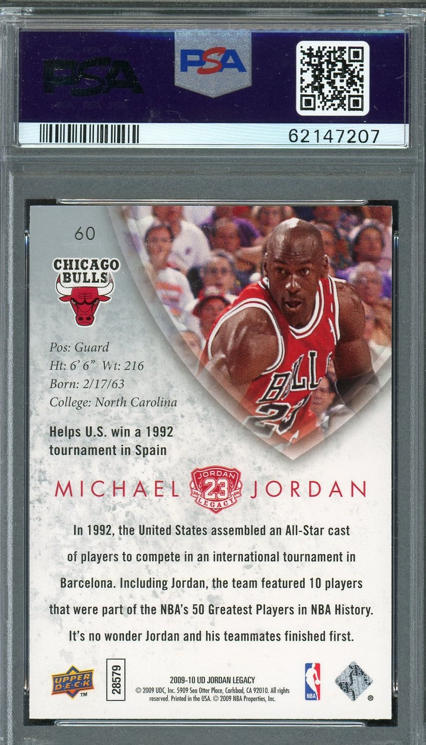 Michael Jordan 2009 Upper Deck Legacy Gold Basketball Card #60 Graded PSA 9-Powers Sports Memorabilia