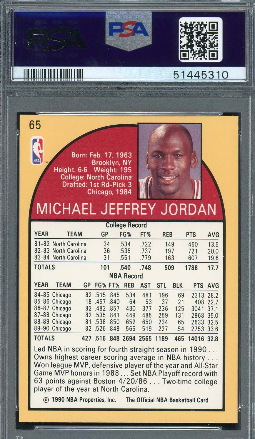 Michael Jordan 1990 Hoops Basketball Card #65 Graded PSA 7-Powers Sports Memorabilia